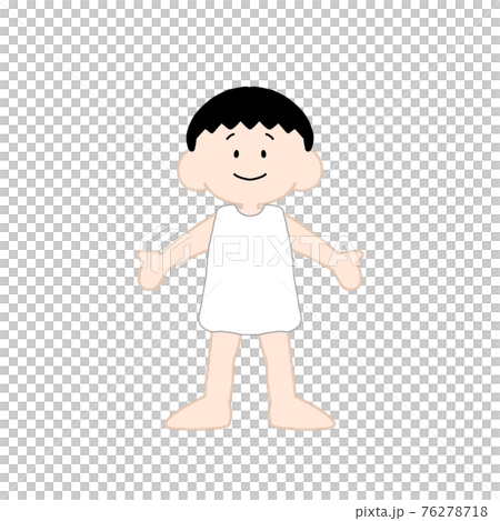 白ワンピースの黒髪の男の子のイラスト素材