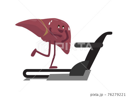 Liver, human organs, cardio exercise on a treadmill. Healthy lifestyle. Vector illustration 76279221