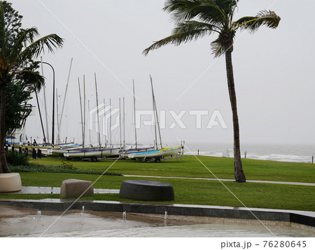 Trailer Sailors Parked Up On A Stormy Day 76280645