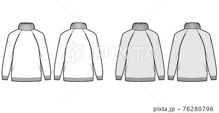 Sweater Exaggerated Turtleneck technical fashion illustration with long raglan sleeves, oversized, hip length, rib trim Sweater Exaggerated Turtleneck technical fashion illustration with long raglan sleeves, oversized, hip length, rib trim 76280796