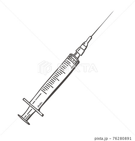 Doodle Black Syringe Icon Isolated Simple のイラスト素材