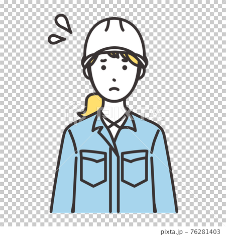 女性　作業員　表情　焦る 76281403