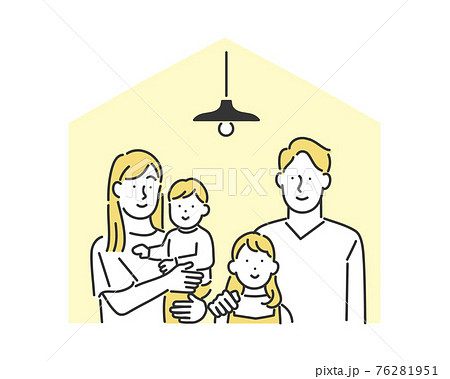 ステイホームをしている家族のイメージイラスト素材 76281951