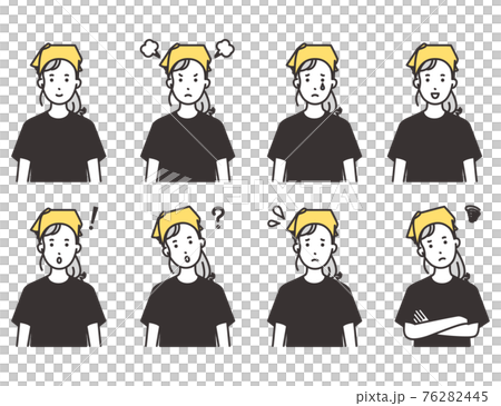 Female restaurant izakaya clerk facial expression set 76282445