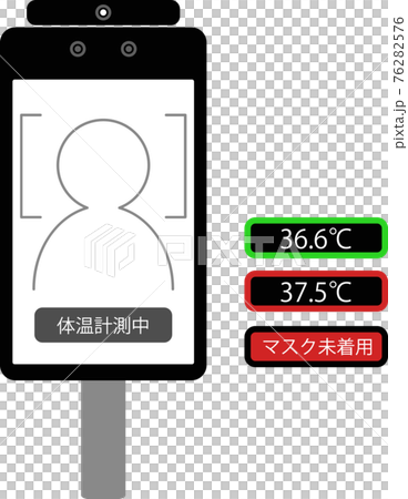非接触自動検温器(サーマルカメラ)計測中と表示 非接触自動検温器(サーマルカメラ)計測中と表示 76282576