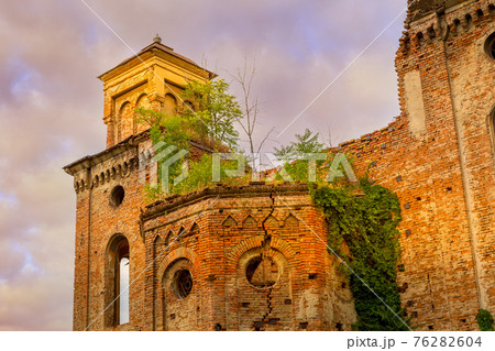 Vidin, Bulgaria ruins of Synagogue, colorful sky 76282604