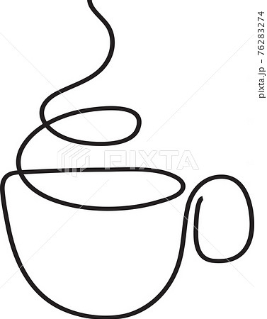 コーヒーカップの一筆書き風イラストアイコンのイラスト素材