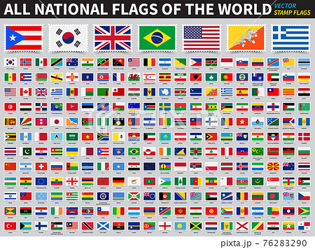 Set of all national flags of the world . Stamp...のイラスト素材 [76283290] - PIXTA