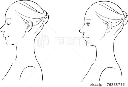 女性の横顔 線画のイラスト素材
