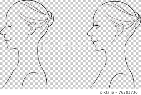 女性の横顔　線画 76283736