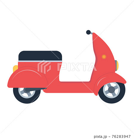Red scooter on a white isolated background. Vector illustration in flat style. Red scooter on a white isolated background. Vector illustration in flat style. 76283947