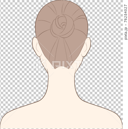 後ろを向いた女性の頭部のイラストのイラスト素材