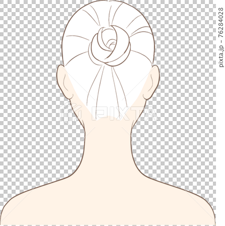 後ろを向いた女性の頭部のイラスト 76284028