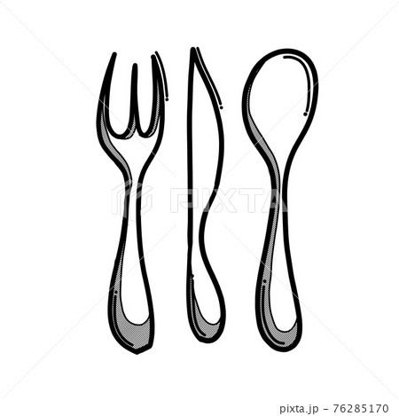 Fork spoon knife set graphic black white isolated sketch illustration  vector Stock Vector Image  Art  Alamy