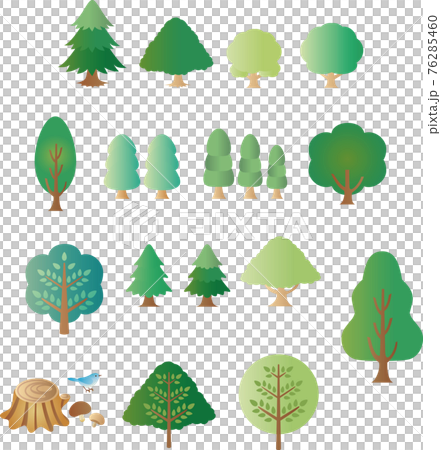 Summer green forest tree icon cute fashionable simple illustration material set 76285460
