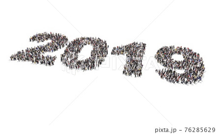 Crowd of people gather and form 2019 Crowd of people gather and form 2019 76285629