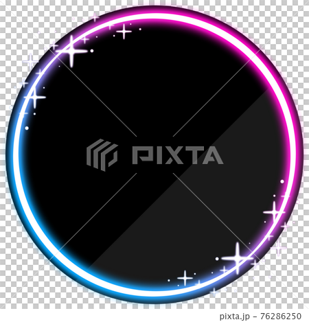 円形のネオンフレーム ピンク ブルー ブラックプレートのイラスト素材