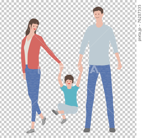両親と子供のフラットなイラストのイラスト素材 両親と子供のフラットなイラストのイラスト素材