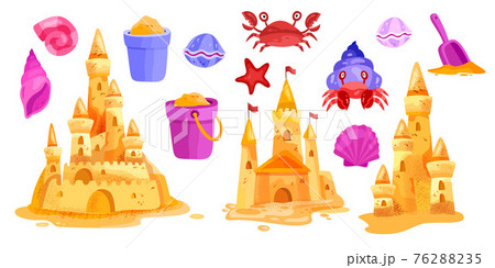 Sand Castle Vector Summer Beach Illustration のイラスト素材 7625