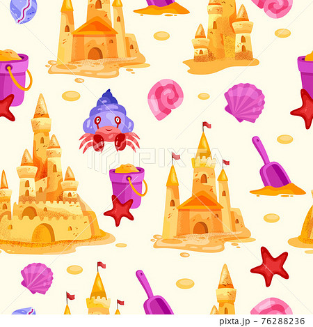 Sand Castle Vector Summer Vacation Beach のイラスト素材 7626