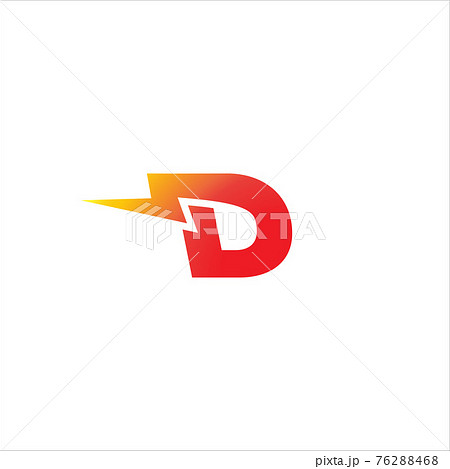 Letter D Initial Logo Design Template Isolated On White Background. Alphabet with thunder icon logo concept. Red, Yellow Orange Gradation Color Theme. 76288468
