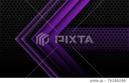 Abstract purple metallic arrow shadow geometric direction on black circle mesh with banner blank space design modern futuristic technology background vector illustration. Abstract purple metallic arrow shadow geometric direction on black circle mesh with banner blank space design modern futuristic technology background vector illustration. 76289286