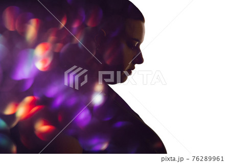 body shaming double exposure shape obese woman 76289961