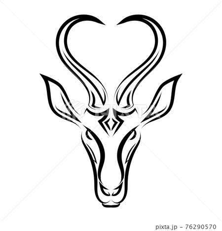 Line art vector of springbok head. Suitable for use as decoration or logo. 76290570