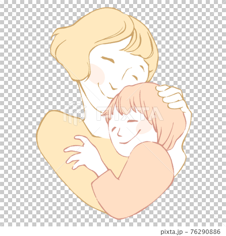 抱き合うしあわせそうな母子のイメージイラスト 76290886