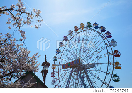 あらかわ遊園の新観覧車と満開の桜 76292747