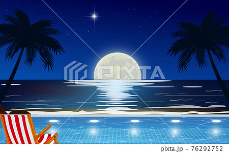 view of outdoor swimming pool on the beach in...のイラスト素材 [76292752] - PIXTA