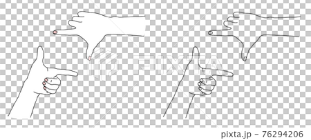 Hands posing to take pictures_line drawing with and without painted background 76294206