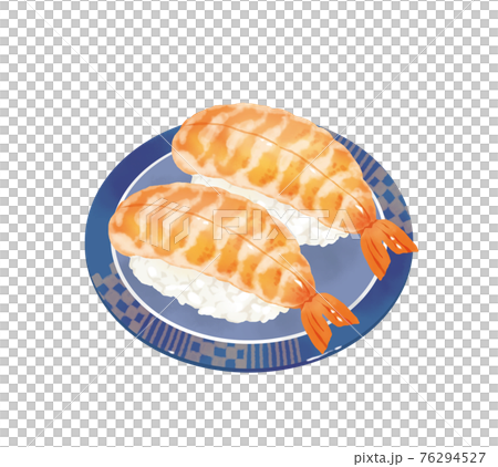 リアルで美味しそうなえびのお寿司のイラストレーションのイラスト素材