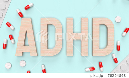 The Adhd Wood Text And Drug For Medical のイラスト素材
