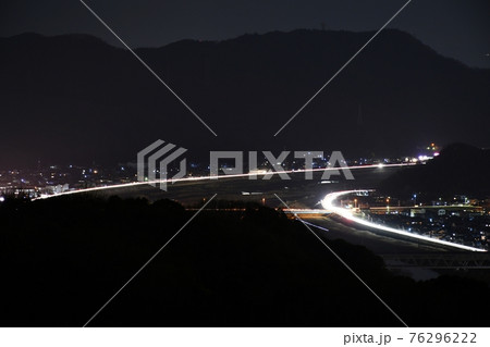 広島県福山市の草戸山公園展望台（いつもの展望台）から見た夜景 76296222