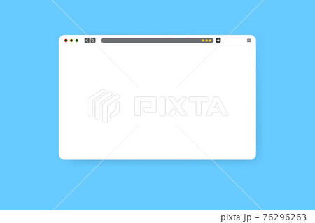 Modern web browser window design isolated on blue background. Web window screen mockup with shadow. Internet empty web landing page concept with search bar and buttons. Vector illustration 76296263