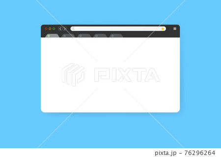 Modern web browser window design isolated on blue background. Web window screen mockup with shadow. Internet empty web landing page concept with search bar and buttons. Vector illustration 76296264