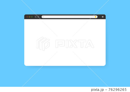 Modern web browser window design isolated on blue background. Web window screen mockup with shadow. Internet empty web landing page concept with search bar and buttons. Vector illustration 76296265