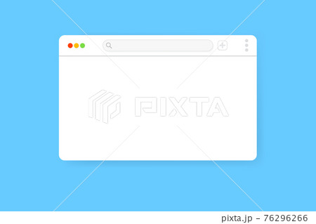 Modern web browser window design isolated on blue background. Web window screen mockup with shadow. Internet empty web landing page concept with search bar and buttons. Vector illustration 76296266