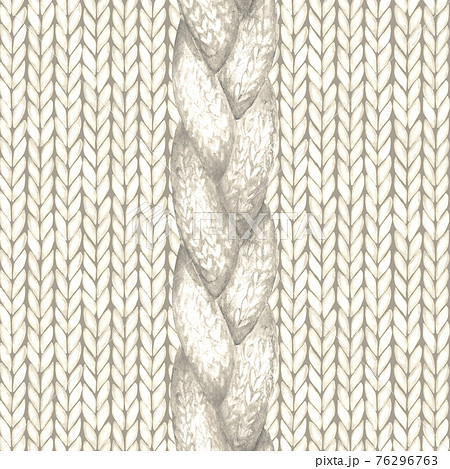 White realistic knitted seamless pattern. Watercolor hand paint cozy warm knit texture 76296763