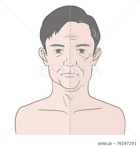 40代後半-50代】男性の経年変化・ビフォーアフターのイラスト素材