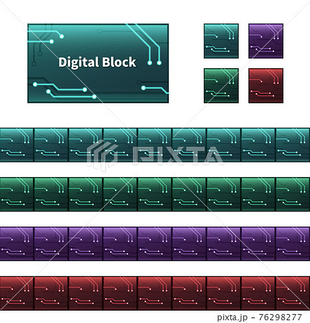 基板風 デジタルなブロックのイラスト 横スクロールゲームの背景素材 基盤のイラスト素材