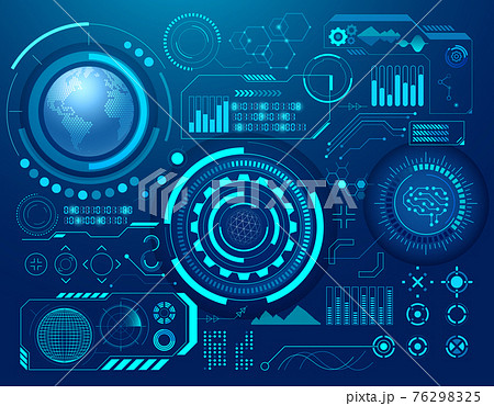 Abstract digital technology Sci- Fi hud style technology background. 76298325