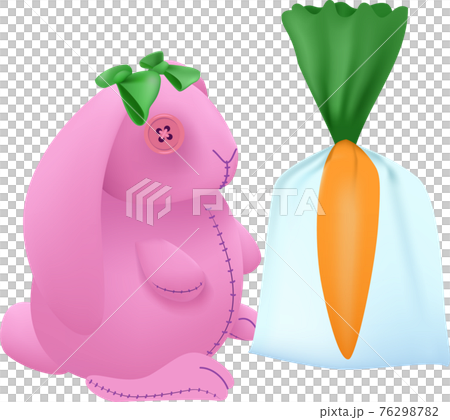 pink plush rabbit toy with gift isolated on white pink plush rabbit toy with gift isolated on white 76298782