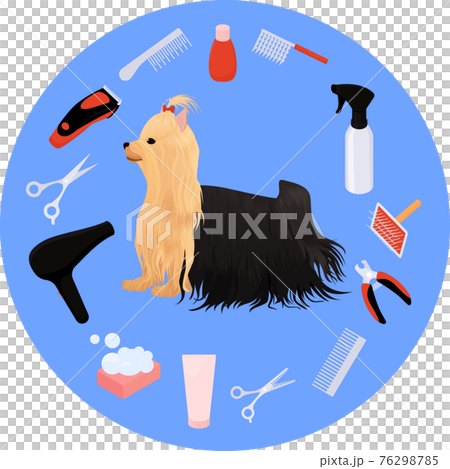 Dog grooming icons set and yorkshire terrier Dog grooming icons set and yorkshire terrier 76298785