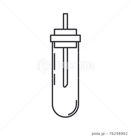 Line medical pharmaceutica icon flask, tube. Professional equipment symbol. Science, pharmacy, medic, chemistry background emblem element. Laboratory glass. Vector medical outline illustration. 76298902