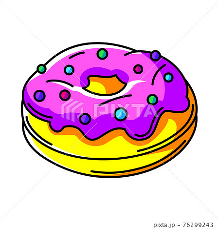Illustration of donut. Colorful cute cartoon icon. 76299243