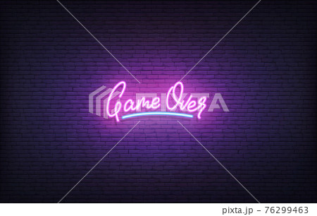 Game Over neon sign. Glowing neon lettering Gamers template 76299463