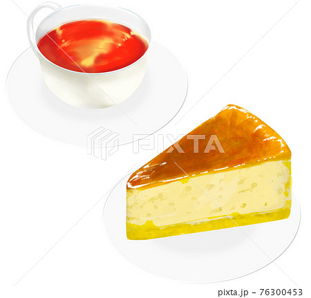 紅茶とチーズケーキのイラスト素材