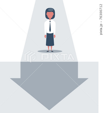 Businesswoman stands and looks at the line graph going down. Business and finance concept. 76300712
